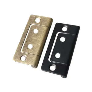 Cabinet door hinge hardware detail closeup, durable metal mortise-free hinges set.