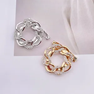 Mode Kreisförmige Verflochtene Kette Brosche Für Damen Legierung Strass Schalschnalle Geometrische Schlangenmuster Schalnadel Zubehör