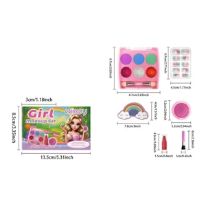 Complete kids makeup kit dimensions featuring eyeshadow palette blush and lipstick set