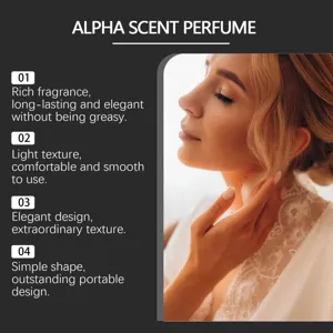 Perfume detail view featuring elegant fragrance presentation, portable design and smooth texture.