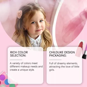 Features of dreamy multi-color children's makeup set with rich selection.