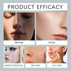 Detail d'efficacité cosmétique montrant la peau, l'effet maquillage et la texture faciale.
