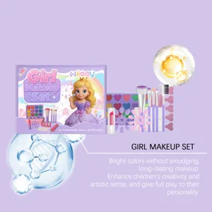 Kids makeup set with eyeshadow, lipstick and brushes for creative play and fun daily use.
