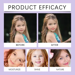Children makeup effect detail view, moisturize and shine makeup style showcase for kids.