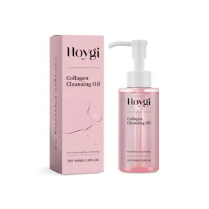 Huile démaquillante au collagène Hoygi 100ml avec flacon pompe et boîte de rangement