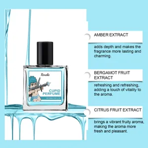 Detalle de las notas del perfume Cupido: extractos de ámbar, bergamota y cítricos