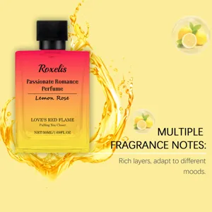 Lemon rose romantic perfume with fresh mixed floral notes, elegant and charming 50ml bottle.