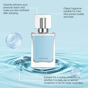 Men's perfume 50ml fresh long lasting romantic fragrance glass bottle elegant charm daily wear