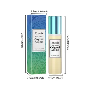 Λεπτομερής προβολή αρώματος roller 10ml με κεχριμπάρι και τόνκα με διαστάσεις