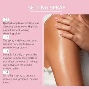 Spray fissativo brillante per corpo e viso, asciugatura rapida con finitura luminosa.