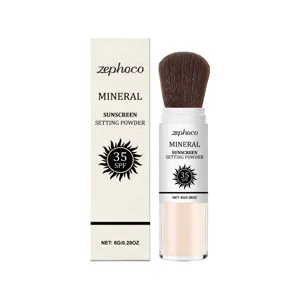Zephoco Ορυκτή πούδρα αντηλιακή ρύθμισης SPF 35 - Πινέλο 8g με το αυθεντικό κουτί