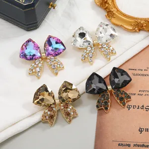 Lussuosa Spilla a Fiocco in Lega con Strass per Donna Elegante Spilla a Nastro in Cristallo per Abito Gioielli alla Moda
