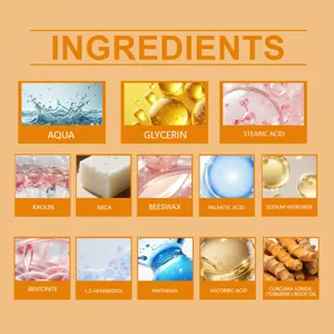 Detailed list of ingredients for turmeric vitamin C cleansing stick showing key components.