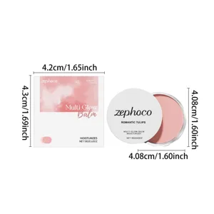 Zephoco Multi Glow Rouge Balm Detailansicht mit Produktabmessungen und zarter Textur.