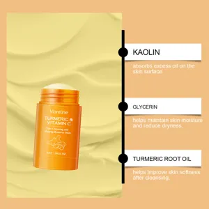 Detail view of Viareline Turmeric & Vitamin C makeup remover stick ingredients and texture