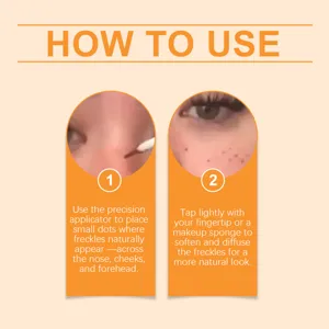 Detailed guide showing how to apply faux freckles naturally using a precision makeup pen.