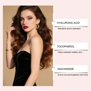 Detail view highlighting skin-care ingredients like Hyaluronic Acid and Niacinamide