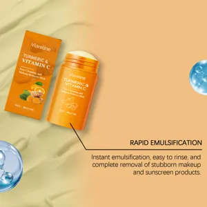 Detail showing rapid emulsification feature of turmeric vitamin C cleansing stick.