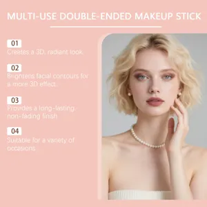 Detailed model beauty portrait showing the 3D radiant finish of double-ended makeup stick