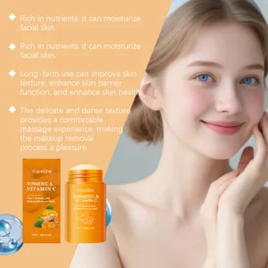 Detailed view of Viareline Turmeric & Vitamin C makeup remover stick with nourishing benefits