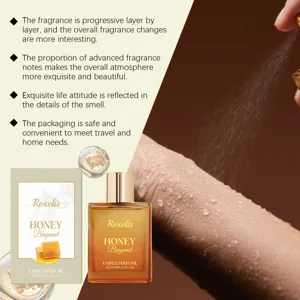 Honey Bergamot Unisex-Parfümspray 50ml mit Verpackung und feinem Nebel auf Haut