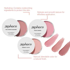 ZEPHOCO vielseitiger Blush Balm im Detail mit cremiger Textur und strahlenden Farben für Make-up.