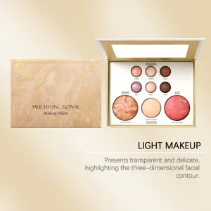 Multipurpose makeup palette with eyeshadow, bronzer, highlighter and blush for daily face looks.