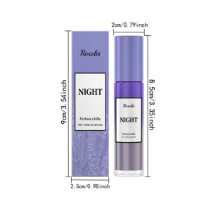 Lila Rollerball-Parfümflasche und Geschenkbox mit Maßen 8,5 cm Höhe 10 ml Inhalt
