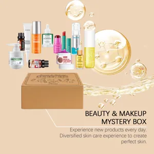 Beauty and skincare mystery box set containing various facial care and makeup items.