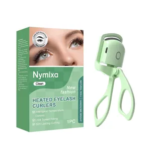 Portable Heated Eyelash Curler Electric Eyelash Curler USB Rechargeable Smart Temperature Control Natural Long Lasting Curling Makeup Tool Green