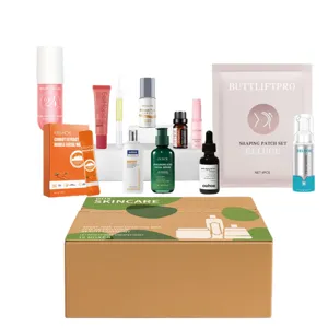 Skincare gift set with facial serums, masks, and lotions for daily hydration and travel beauty care.