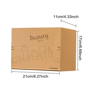 Kraft paper beauty gift box empty cosmetic packaging box with elegant line art design specs