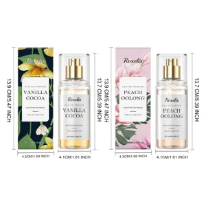 Spray parfum pour cheveux soin nourrissant 100ml en deux variantes avec dimensions claires.