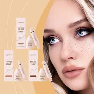 Detailed view of Zephoco natural freckle stamps in three shades with faux freckle makeup result