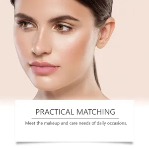 Closeup of professional makeup and skincare effect on face, showing smooth skin texture.