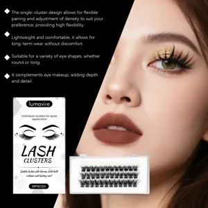 Individual cluster lash extensions with natural curl on Asian model with gold eye makeup