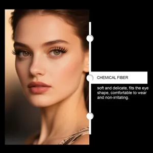 Detail of glue-free cluster eyelashes made of soft chemical fiber for natural look