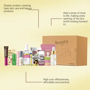 Beauty gift set featuring essential skincare products, hydrating serums, and creams.