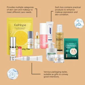 Komplettes Kosmetik-Geschenkset mit Seren, Cremes und Pflegeprodukten für die tägliche Gesichtspflege.