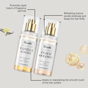 Set de spray parfum pour cheveux vanille cacao et pêche oolong pour tous types de cheveux.