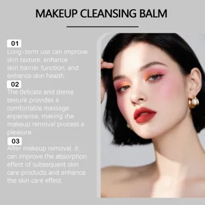 Baume démaquillant doux à la Centella montrant les bienfaits et le look du modèle