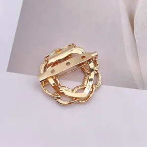 Detailansicht der goldenen Schlangenring-Brosche mit Nadel- und Clip-Verschluss