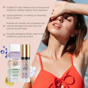 Creama correctora de tres colores con SPF 50 para protección de la piel y gran comodidad.