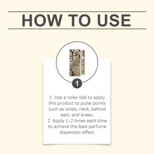 Instructions for applying Sandalwood Amber roll-on perfume to pulse points.