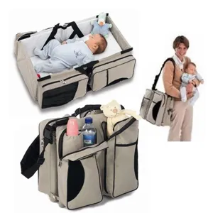 Mochila Multifuncional Plegable para Pañales 3 En 1 Cama de Bebé Portátil Gran Capacidad Tela Oxford Bolsa de Viaje para Mamá