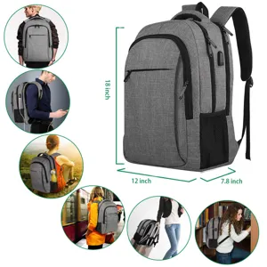 Mochila de viaje para portátil de gran capacidad para hombre con dimensiones de 18 pulgadas