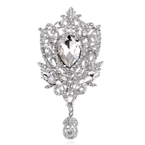 Spilla Fiore Di Giglio Barocco Esagerata In Lega Con Strass Intarsiati E Pendente Per Donna Matrimonio Banchetto Regalo Di Natale Gioielli