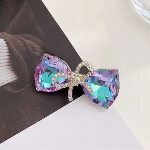 Elegante spilla a fiocco in cristallo iridescente per accessori moda femminili