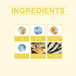 Dettaglio ingredienti dello spray profumato Vaniglia e Cocco con olio di cocco