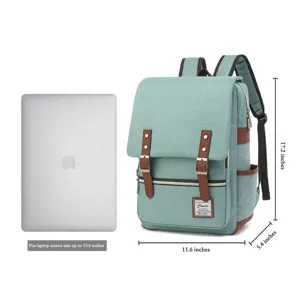 Dimensiones de la mochila de lona vintage para portátil de hasta 15,6 pulgadas